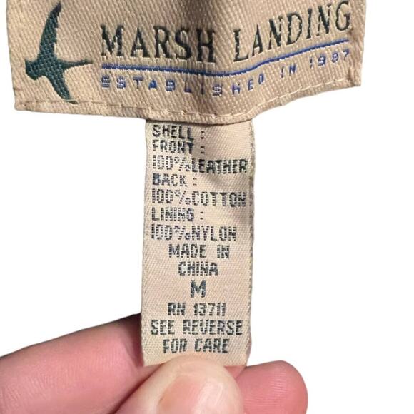 Marsh Landing Black Leather Vest Ribbed Cotton Back Button Front Size M Y2K 90s - Picture 6 of 10